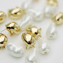 Load image into Gallery viewer, Vintage Chunky Gold and Pearl Statement Drop Earrings