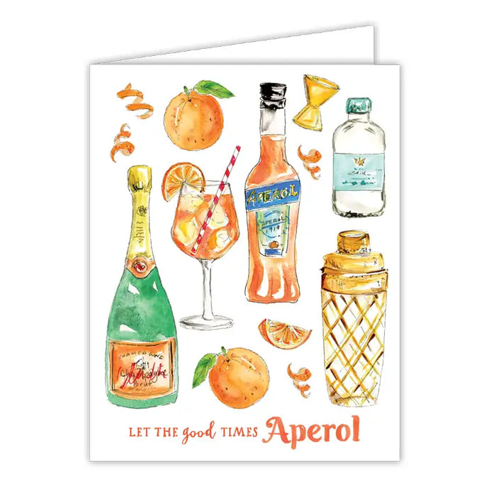 Handpainted Let The Good Times Aperol Greeting Card