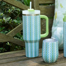 Load image into Gallery viewer, Laura Park Frond French Blue 40 oz. Travel Tumbler
