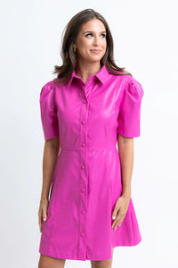Karlie Pink Pleather Sophia Dress