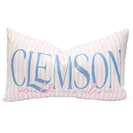 Pink Pinstripe Clemson Pillow