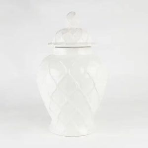White Textured Ginger Jar