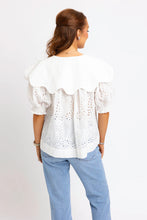 Load image into Gallery viewer, Karlie White Eyelet Novelty Collar Top