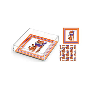 Handpainted Tiger With Purple Bandana Acrylic 12x12 Tray