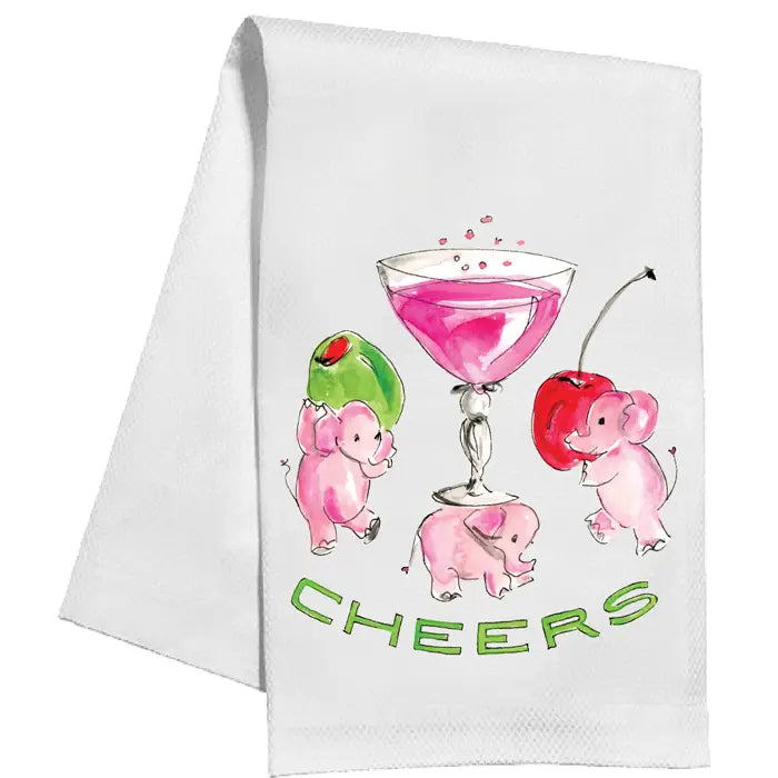 Elephants and Martini Kitchen Towel