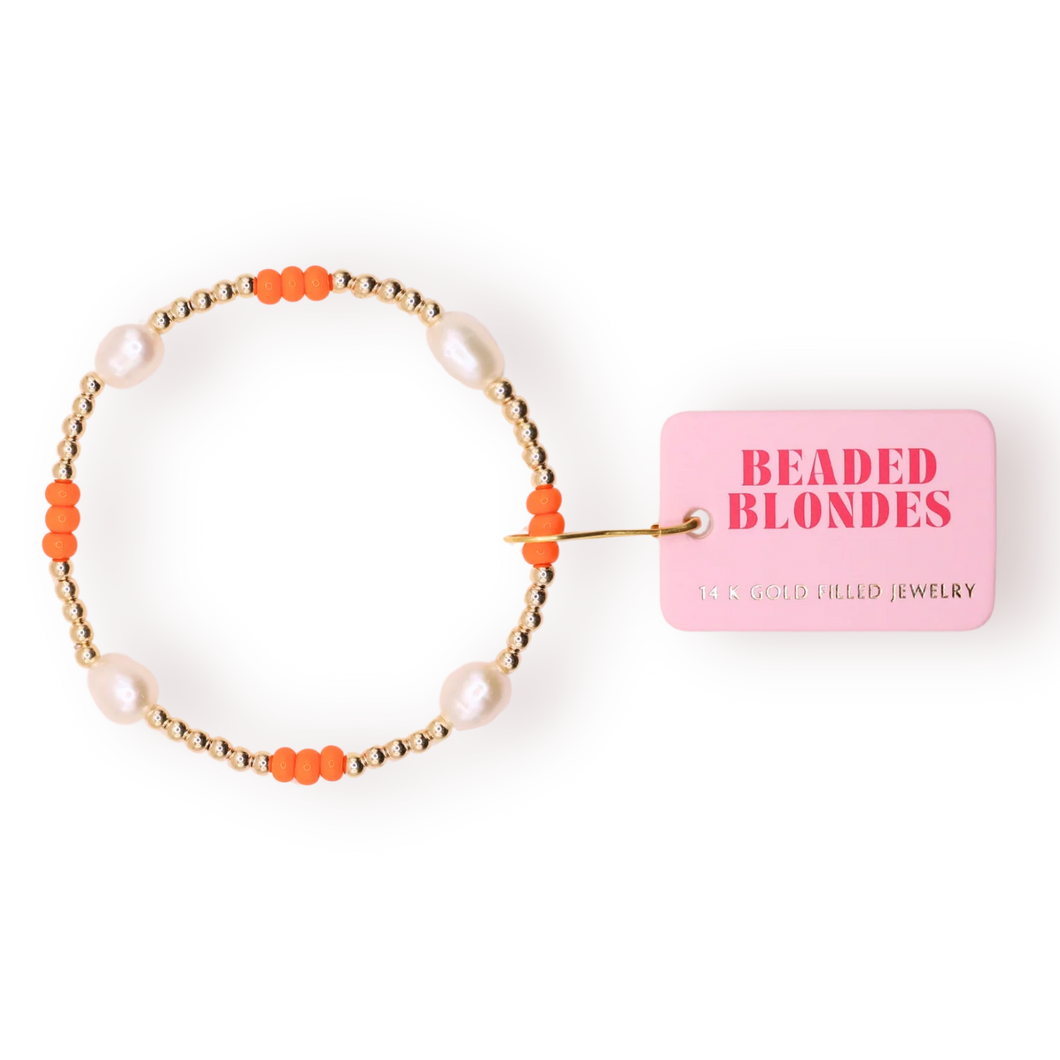 Beaded Blondes Orange Pearl Poppi Bracelet