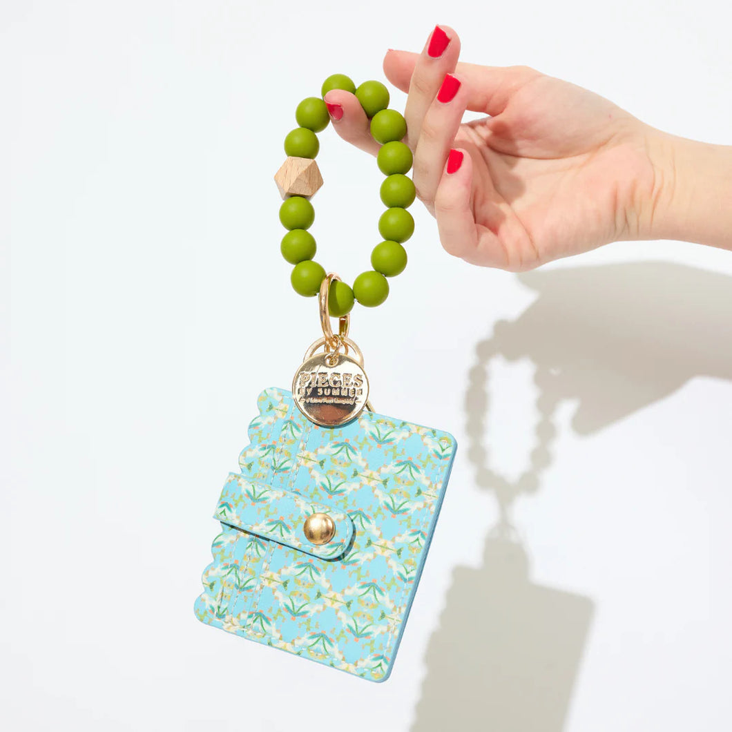 Laura Park English Garden Blue Keychain Wrislet Wallet