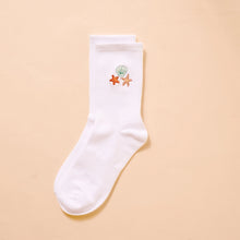Load image into Gallery viewer, Embroidered Crew Socks - Seashells