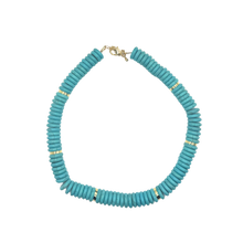 Load image into Gallery viewer, Chunky Turquoise Gemstone Necklace with Gold Accents