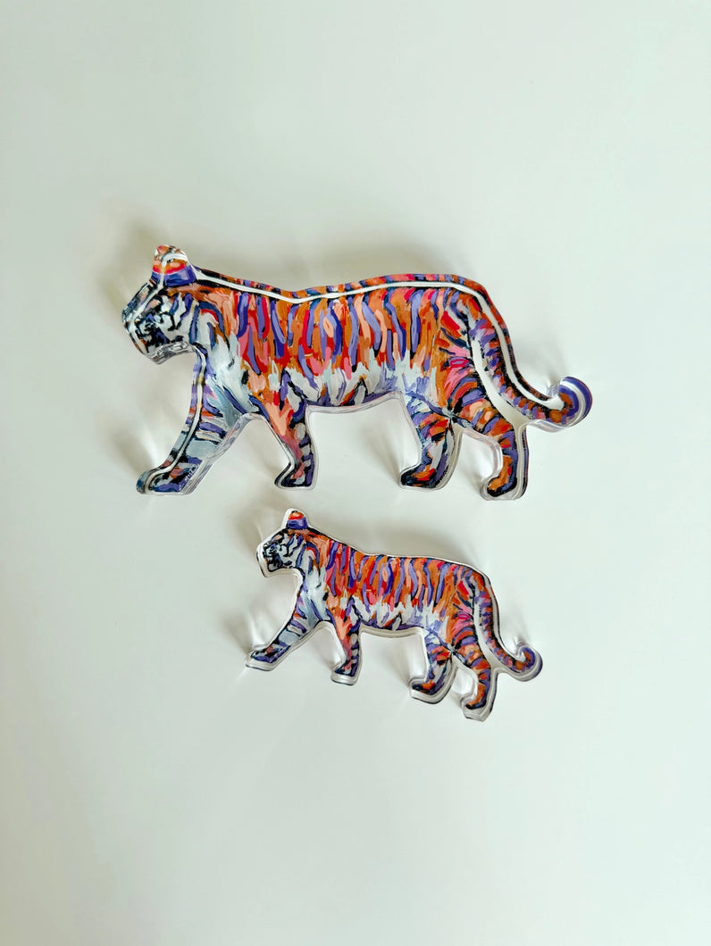 Chelsea McShane Purple & Orange Walking Tiger Acrylic Shelfie