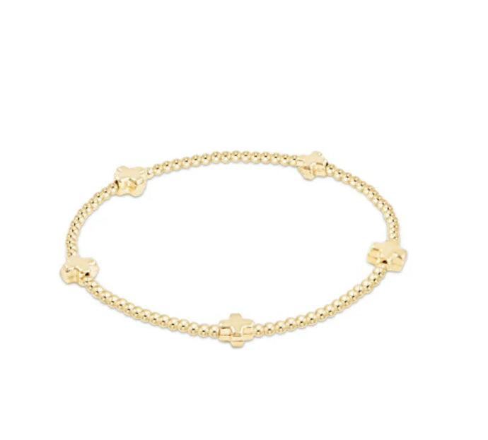 enewton egirl Signature Cross Small Gold Pattern 2mm Bead Bracelet - Gold