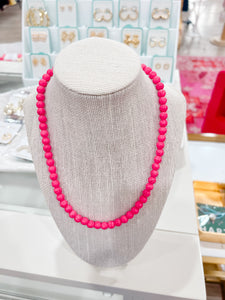 Hot Pink Howlite Mini Gumball Necklace