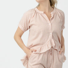 Load image into Gallery viewer, Pixel Rose Gingham Ruffle Hi-Lo PJ Set