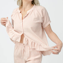Load image into Gallery viewer, Pixel Rose Gingham Ruffle Hi-Lo PJ Set