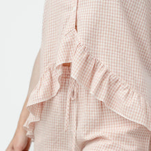 Load image into Gallery viewer, Pixel Rose Gingham Ruffle Hi-Lo PJ Set