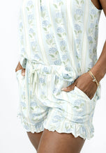 Load image into Gallery viewer, Hydrangea Stripe Ruffle Cami Short Set