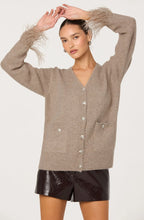 Load image into Gallery viewer, ASTR Grie Embellished Feather Trim Cardigan