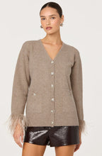 Load image into Gallery viewer, ASTR Grie Embellished Feather Trim Cardigan