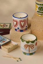 Load image into Gallery viewer, A Dopo 8 oz Handpainted Hearts Ceramic Candle - Rosewood Vanilla