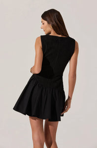 ASTR Cowl Neck Mixed Media Dress | Black