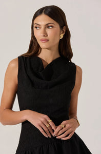 ASTR Cowl Neck Mixed Media Dress | Black