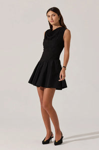 ASTR Cowl Neck Mixed Media Dress | Black