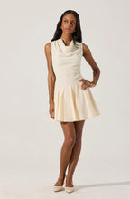Load image into Gallery viewer, ASTR Cowl Neck Mixed Media Dress | Cream