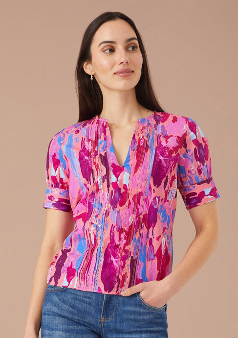 Alivia Adriana Top | Pink Paint Burst