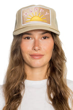 Load image into Gallery viewer, Friday Feelin&#39; Happy Sun Trucker Hat in Tan