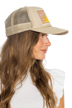 Load image into Gallery viewer, Friday Feelin&#39; Happy Sun Trucker Hat in Tan