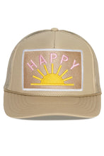 Load image into Gallery viewer, Friday Feelin&#39; Happy Sun Trucker Hat in Tan