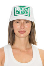 Load image into Gallery viewer, Friday Feelin&#39; Lucky Charm Trucker Hat in White