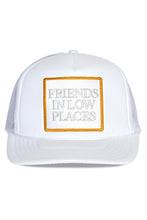 Load image into Gallery viewer, Friday Feelin&#39; Friends in Low Places Trucker Hat in White