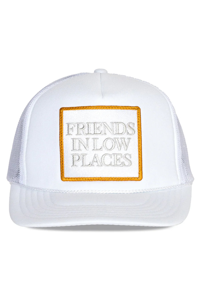 Friday Feelin' Friends in Low Places Trucker Hat in White