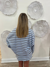 Load image into Gallery viewer, Daily Stripe Mockneck Short Set | Blue &amp; Brown