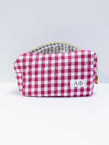 Sorority Gingham Quilted Makeup Bag