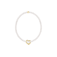 enewton Classic Pearl 3mm Bracelet - Love Gold Charm