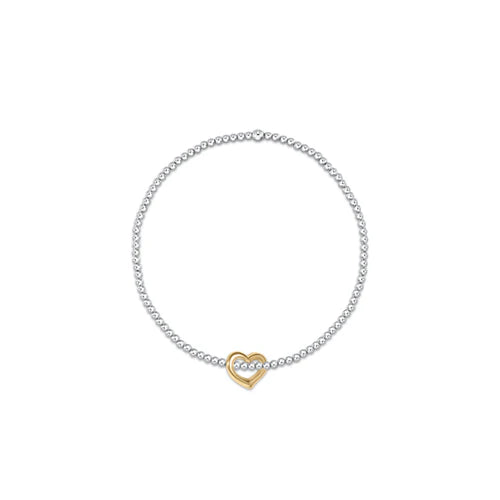 enewton Classic Sterling Mixed Metal 2.5mm Bead Bracelet - Love Gold Charm