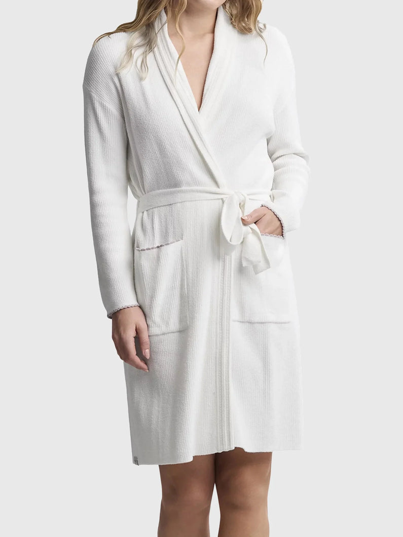 Barefoot Dreams CCUL Contrast Scallop Ribbed Robe | Pearl