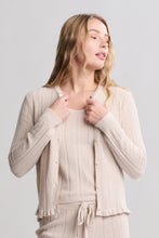 Load image into Gallery viewer, Barefoot Dreams CCUL Cable Knit Cardigan with Ruffle | Stone