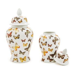 Butterfly Garden Covered Temple Jar