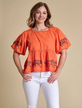 Load image into Gallery viewer, Clemson Puff Sleeve Peplum Top