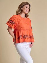 Load image into Gallery viewer, Clemson Puff Sleeve Peplum Top