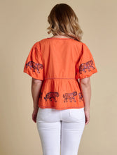 Load image into Gallery viewer, Clemson Puff Sleeve Peplum Top