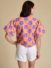 Load image into Gallery viewer, Clemson Poplin Puff Sleeve Tie Top