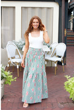 Load image into Gallery viewer, Karlie Stripe Floral Smock Tier Maxi Skirt