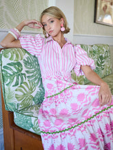 Load image into Gallery viewer, Brooks Avenue Banyan Puff Sleeve Dress | Pink Magnolia &amp; Ticking Stripe