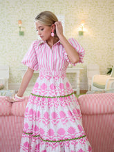 Load image into Gallery viewer, Brooks Avenue Banyan Puff Sleeve Dress | Pink Magnolia &amp; Ticking Stripe