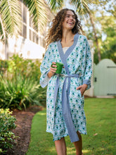 Load image into Gallery viewer, Brooks Avenue Bathrobe | Rosemary Blue &amp; White