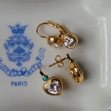 Load image into Gallery viewer, HART Bezel Heart Earrings with Turquoise